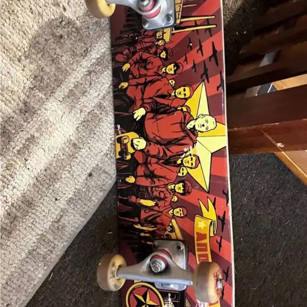 Anti-Hero Red and Yellow Skateboard